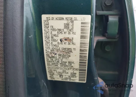 2001 Nissan Xterra Xe z USA, uszkodzony, nr VIN 5N1ED28Y31C537358